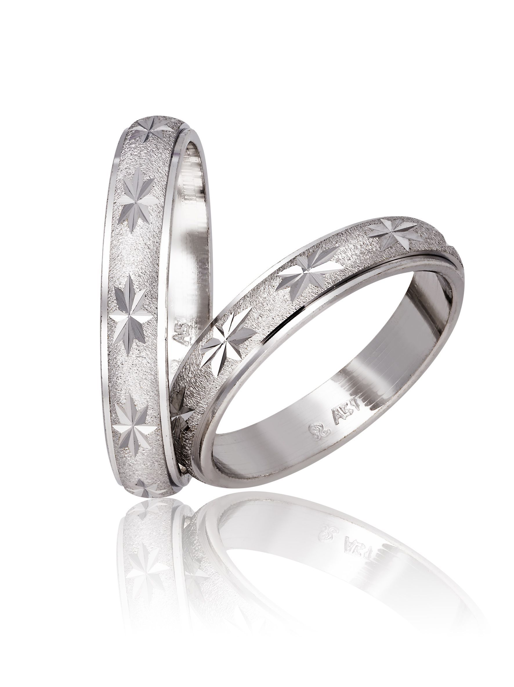 White gold wedding rings 4mm  (code 757)